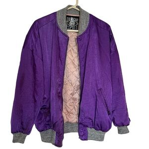 Esprit 1986 Known the World Over purple oversize vintage bomber jacket